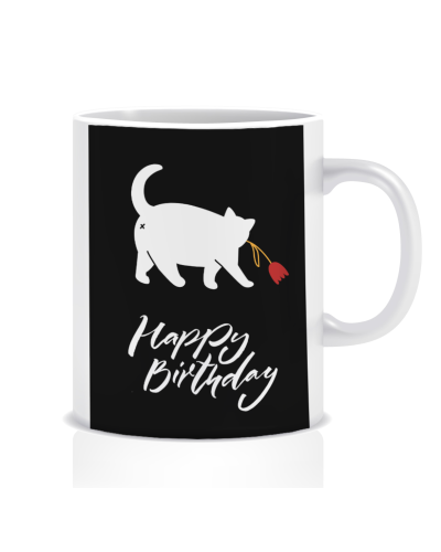 Kubek z grafiką dla kociarza (happy birthday)