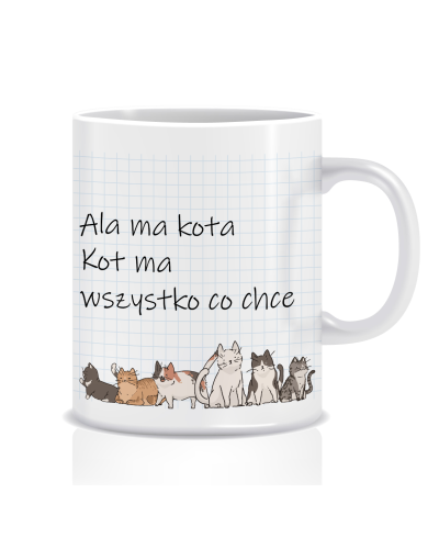Kubek z grafiką dla kociarza (ala ma kota)
