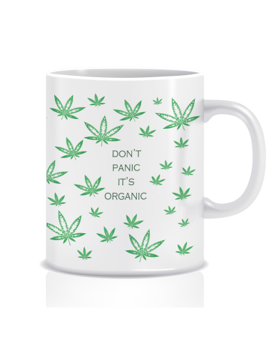 Kubek z grafiką marihunaen (dont panic its organic)