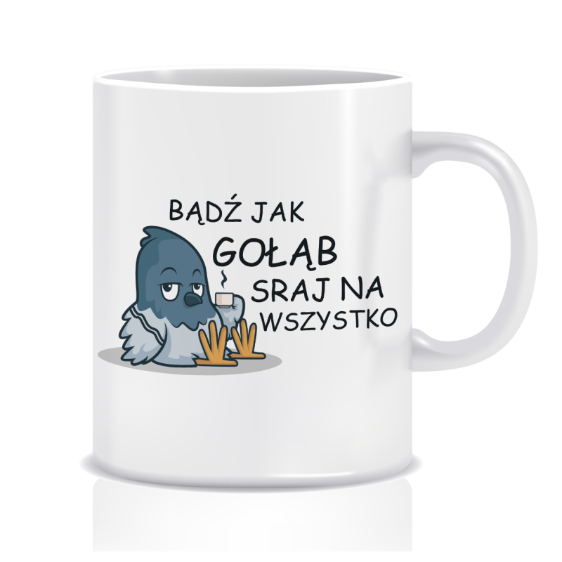 Kubek z grafiką gołąb (sraj na wszystko)