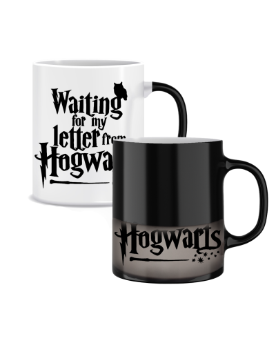 Kubek magiczny czarno-biały Harry Potter (letter from Hogwarts)