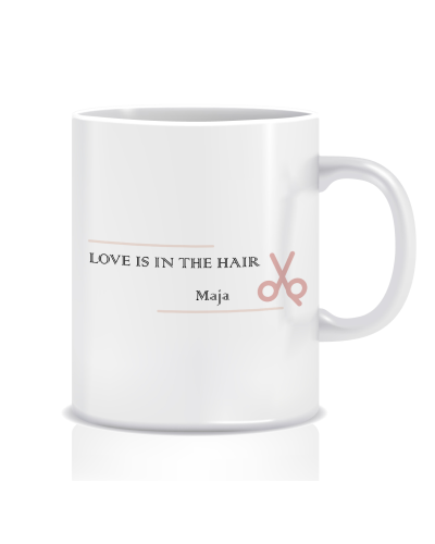 Kubek z grafiką dla fryzjera (imię, love hair)