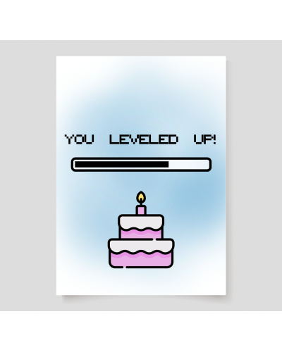 Kartka okolicznościowa z grafiką urodziny (leveled up)