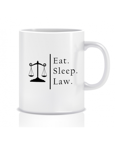Kubek z grafiką dla prawnika (eat sleep law)