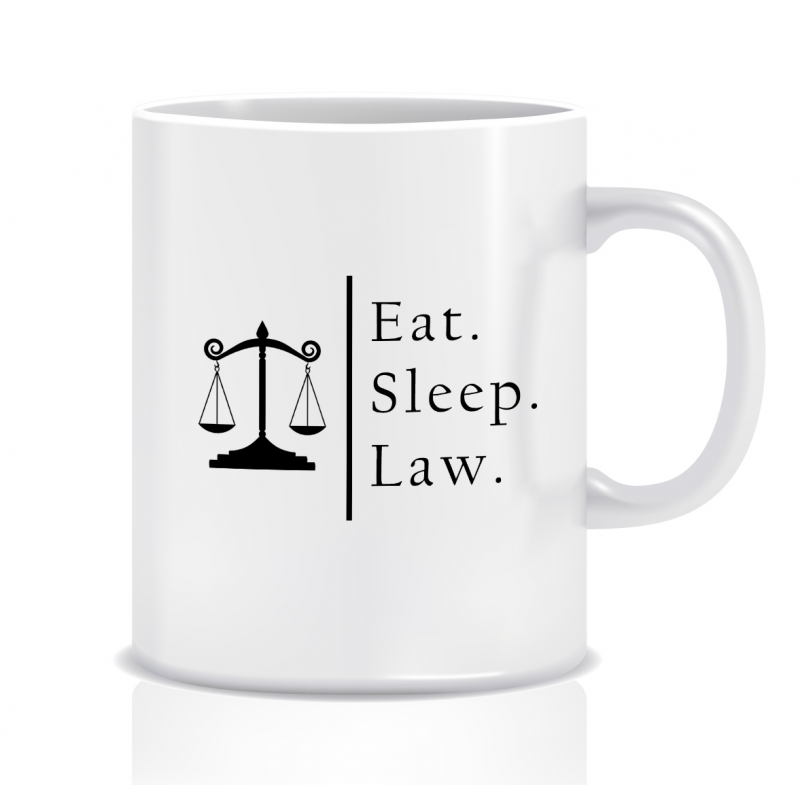 Kubek z grafiką dla prawnika (eat sleep law)