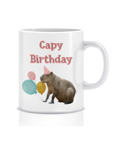 Kubek z grafiką Capybara (Kapibara Capy Birthday)