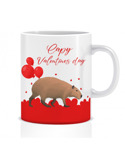 Kubek z grafiką Capybara (Kapibara Capy Valentines day)