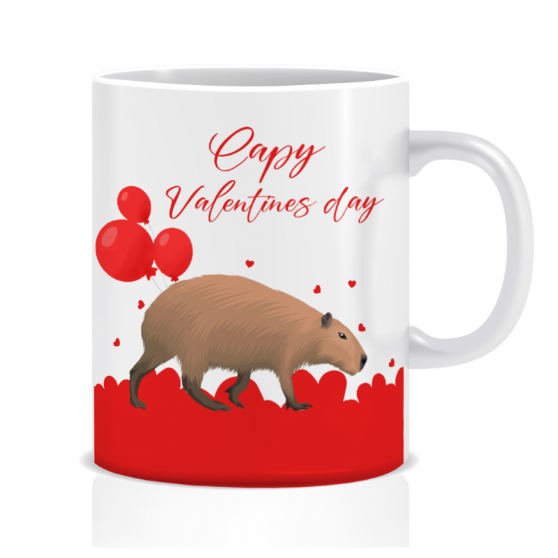 Kubek z grafiką Capybara (Kapibara Capy Valentines day)