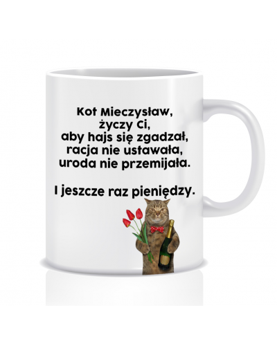 Kubek śmieszny na urodziny (Kot mieczysław) - mitzu.pl