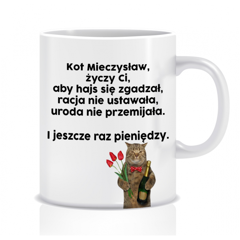 Kubek śmieszny na urodziny (Kot mieczysław) - mitzu.pl