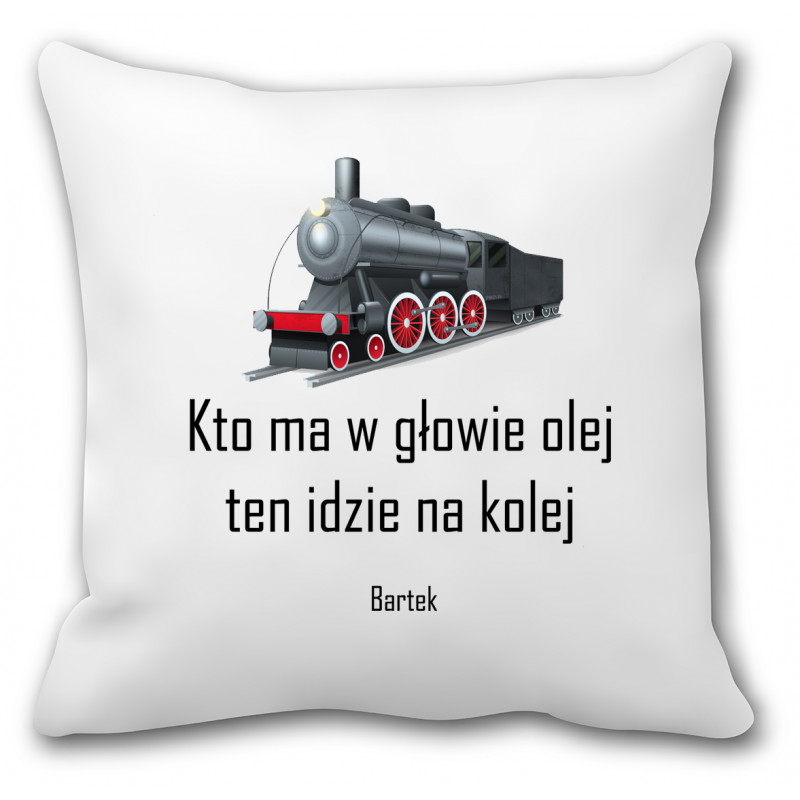 Poduszka dla kolejarza (imię, olej kolej) - mitzu.pl
