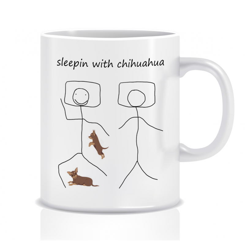 Kubek z grafiką Chihuahua (sleepin with chi)