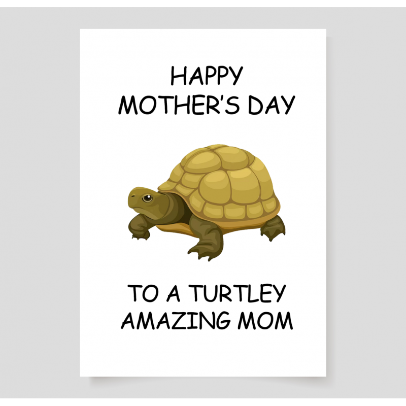 Kartka z grafiką dla mamy (dzień matki, turtley mom)