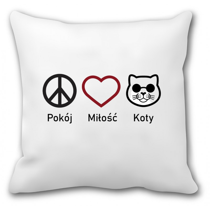 Poduszka dla kociary (pokój, miłość i koty) - mitzu.pl