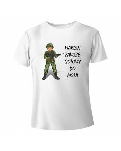 Koszulka dla żołnierza (imię, zawsze gotowy do akcji) - mitzu.pl