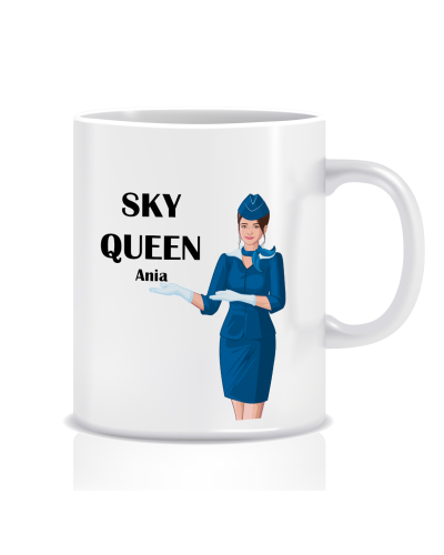 Kubek z grafiką dla stewardessy (imię, sky queen)