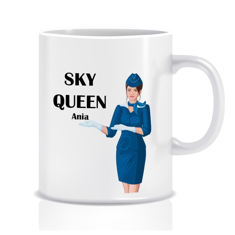 Kubek z grafiką dla stewardessy (imię, sky queen)