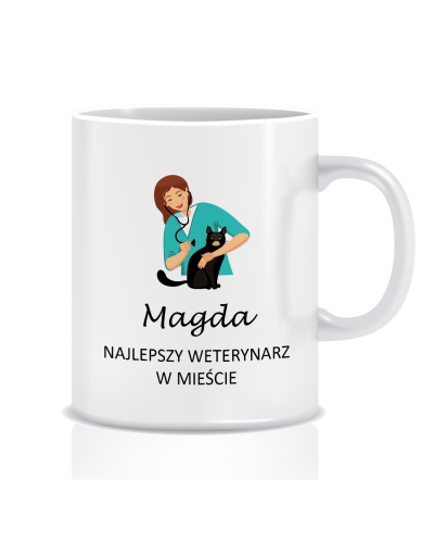 Kubek z grafiką dla weterynarza (imię, najlepszy vet)