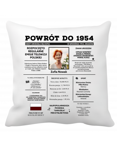 Poduszka na urodziny 70 (personalizowana powrót do lat)