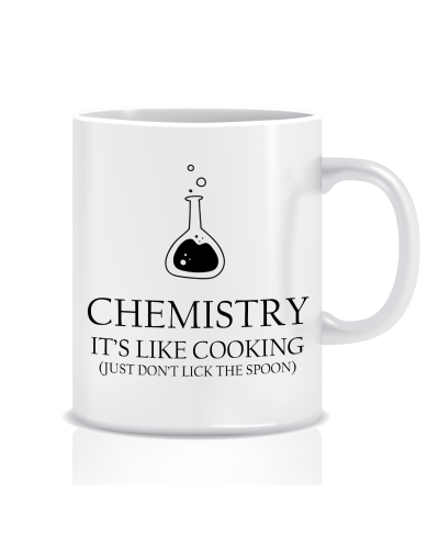 Kubek z grafiką dla nauczyciela chemii (chemistry like cooking)