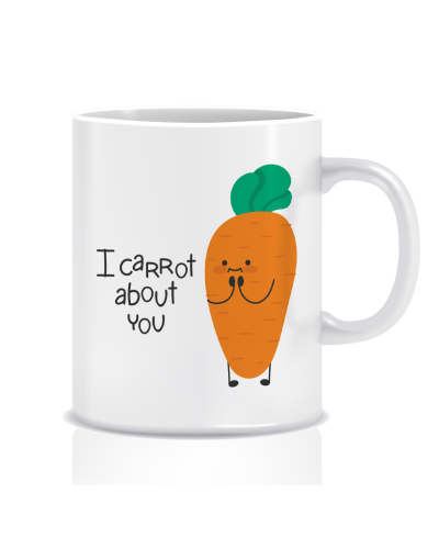 Kubek z grafiką śmieszny (carrot about you)
