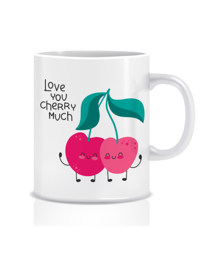 Kubek z grafiką śmieszny (love cherry much)