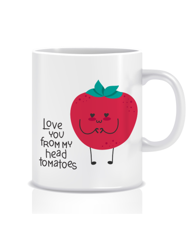 Kubek z grafiką śmieszny (head tomatoes)