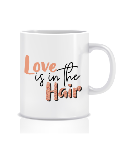 Kubek z grafiką dla fryzjera (love is in the hair)